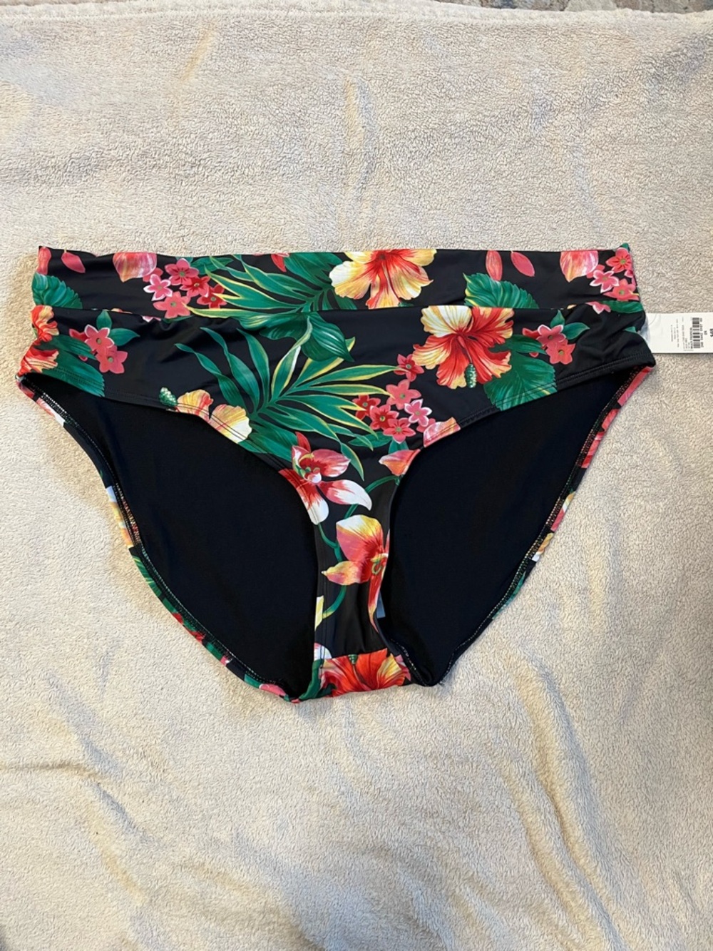 Oasis Women’s High Rise Bikini Bottoms 2X NWT Hibiscus Print Full Coverage